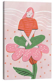 Lienzo Woman sitting on pink flower - Amy Hodkin