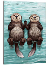 Alubild Zwei Otter Hand in der Hand