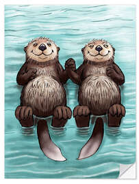 Wandsticker Zwei Otter Hand in der Hand