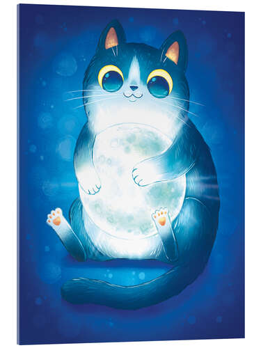 Cuadro de metacrilato Moon Tuxedo Cat: Hugging the Moon