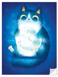 Vinilo para la pared Moon Tuxedo Cat: Hugging the Moon