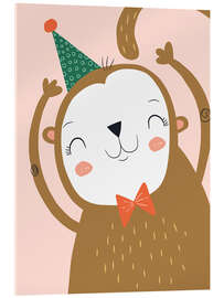 Acrylic print Happy monkey with party hat