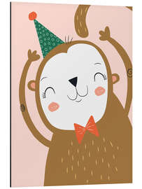 Alubild Glücklicher Affe mit Partyhut