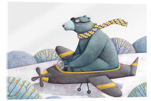Cuadro de metacrilato Giant bear flying an airplane