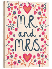 Obraz na drewnie Lettering MR and MRS