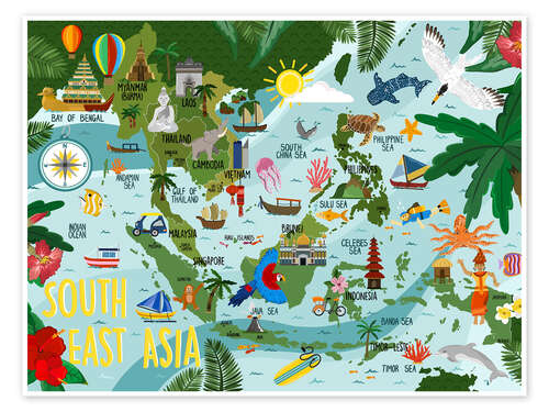 Póster South East Asia Map for children