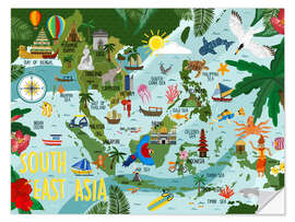 Sticker mural South East Asia Map for children