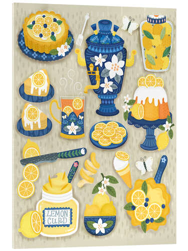 Cuadro de metacrilato Lemon curd pie, tea, cake, samovar