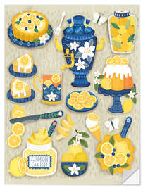 Sticker mural Lemon curd pie, tea, cake, samovar