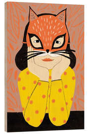 Trätavla Girl with the Fox Mask