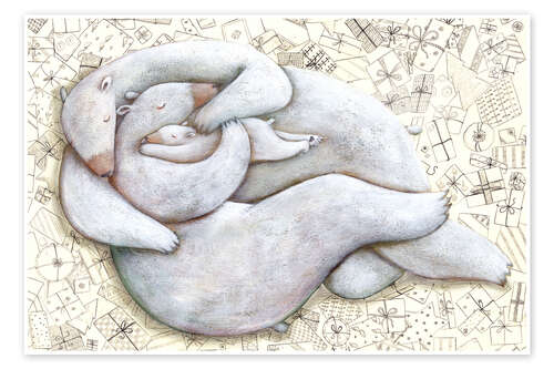 Poster Hugging bear family