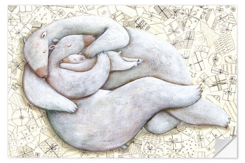 Vinilo para la pared Hugging bear family
