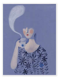 Poster Steaming cup and pastel woman