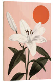 Obraz na drewnie White lily and red full moon - Frank Daske