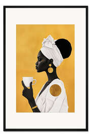 Gerahmter Kunstdruck Kaffee Gold