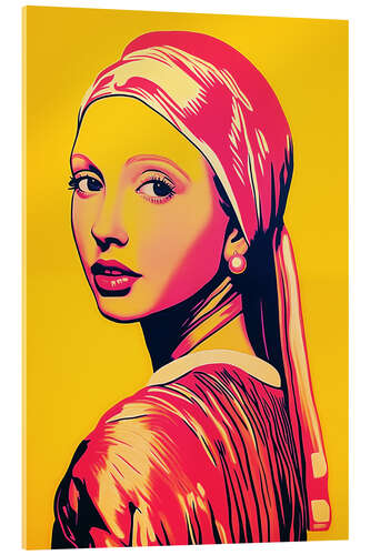 Stampa su vetro acrilico Pop Art Girl with Pearl Earring