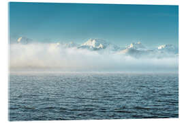 Acrylic print Morning mist at Hopfensee with mountains - Michael Helmer