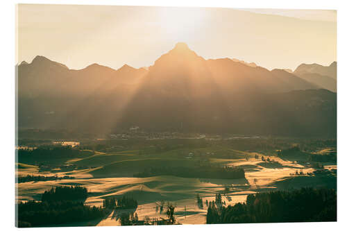Obraz na szkle akrylowym Alpine panorama - sunrise over the Säuling in the Allgäu