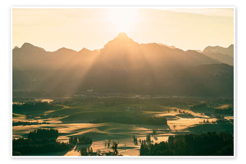 Poster Alpine panorama - sunrise over the Säuling in the Allgäu