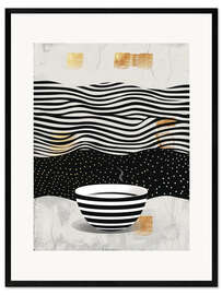Gerahmter Kunstdruck Schale mit Linien