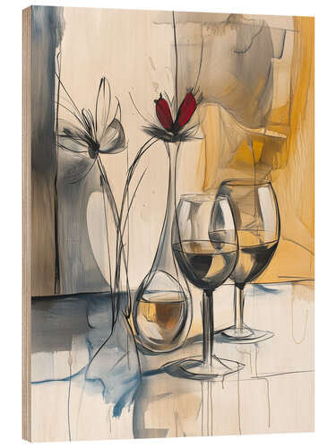 Tableau en bois Wine night