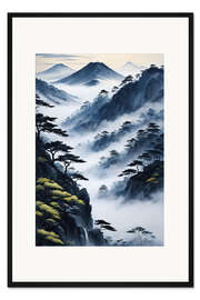 Gerahmter Kunstdruck Neblige Landschaft