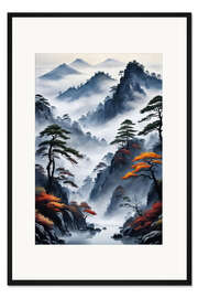 Gerahmter Kunstdruck Asiatische Landschaft