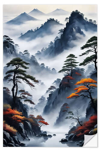 Wandsticker Asiatische Landschaft