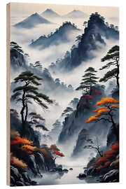 Wood print Asian Landscape