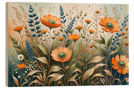 Holzbild Die Blumenwiese - Mango Art