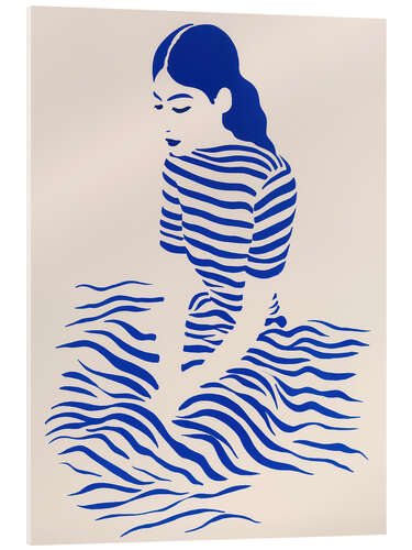 Stampa su vetro acrilico Boho woman portrait with blue stripes