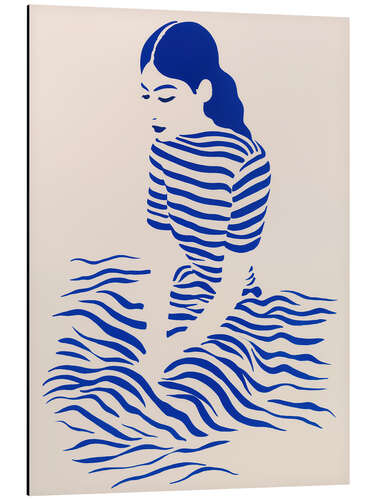 Aluminiumsbilde Boho woman portrait with blue stripes