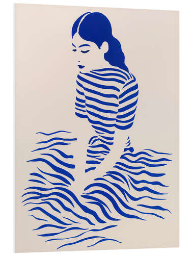 Stampa su PVC Boho woman portrait with blue stripes