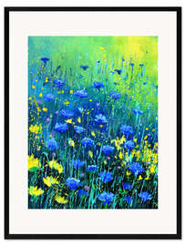 Gerahmter Kunstdruck Blaue Kornblumen