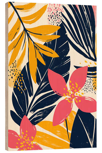 Quadro de madeira Atmospheric boho leaves