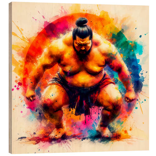 Wood print Japanese sumo wrestler I