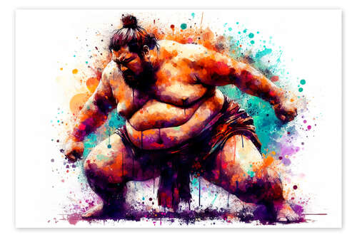 Póster Japanese Sumo Wrestler II