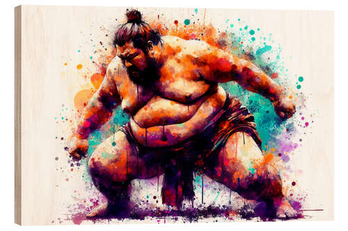 Cuadro de madera Japanese Sumo Wrestler II