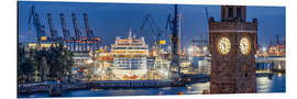 Aluminium print Hamburg harbor with water level tower - Jan Christopher Becke