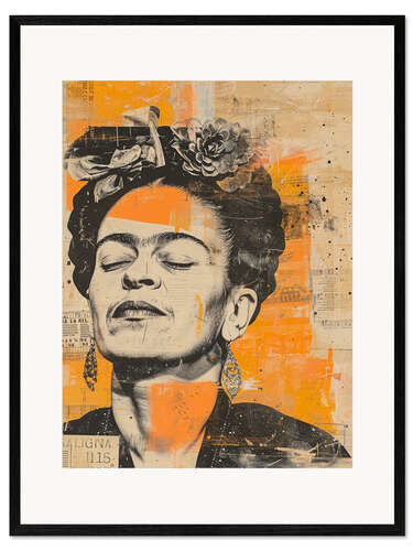 Innrammet kunsttrykk Frida Vintage Collage