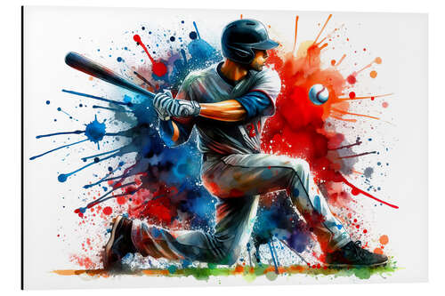 Quadro em alumínio Baseball player in watercolour