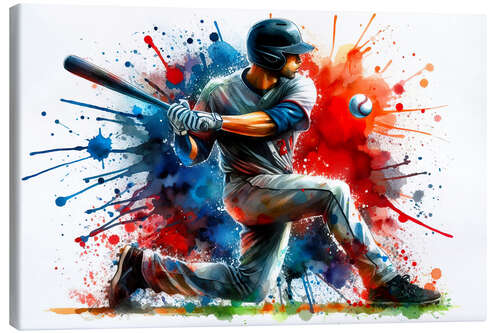 Canvas print Baseball player in watercolour