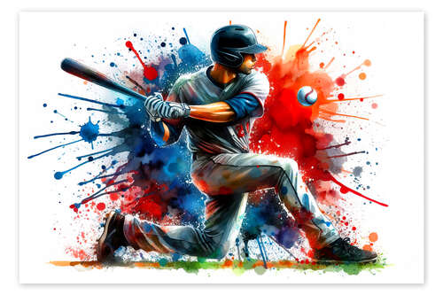 Plakat Baseball player in watercolour