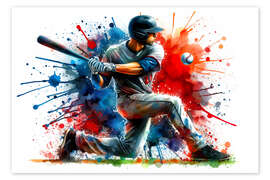 Poster Baseball player in watercolour