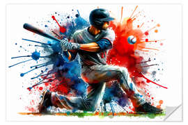 Sticker mural Baseball player in watercolour