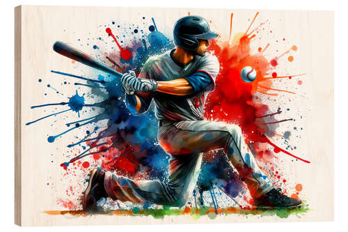 Obraz na drewnie Baseball player in watercolour