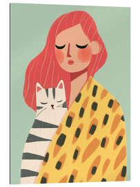 Gallery print Redhead woman with cat