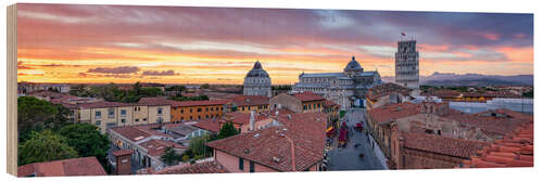 Wood print Sunset over Pisa