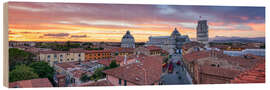 Wood print Sunset over Pisa