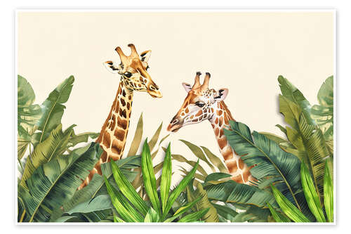 Poster Exotic Wildlife Giraffes Paradise